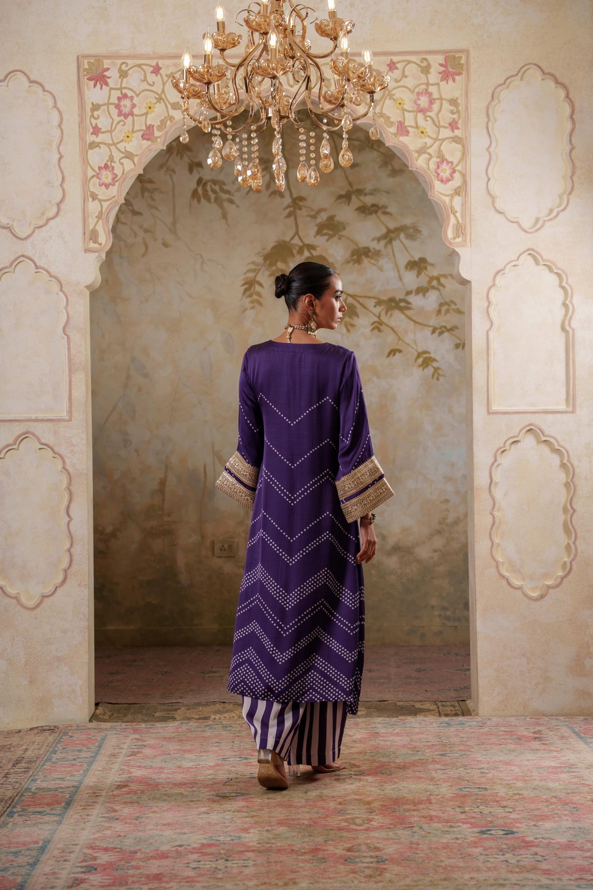 Maya: Purple Kurta With Striped Pants