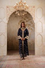 Maya: Black Kurta With Striped Pants