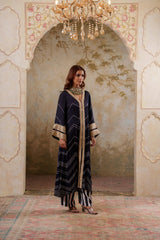 Maya: Black Kurta With Striped Pants