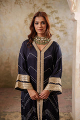 Maya: Black Kurta With Striped Pants