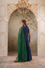 Maya: Blue Short Kurta with Sharara & Dupatta Set
