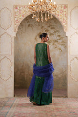 Maya: Green Short Kurta with Sharara & Dupatta Set
