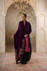 AFREEN: Purple Embroidered Duashala