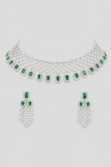 Elegant and classy diamond necklace set with emeralds