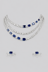 Elegant and classy diamond long necklace set with sapphires