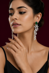 Elegant and classy diamond danglers with emerald stone