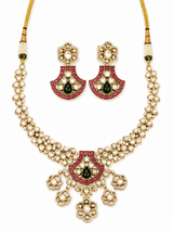 Beautiful and elegant kundan polki necklace set with matching earrings
