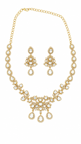 Elegant and petit two tone finish necklace set with matching earrings