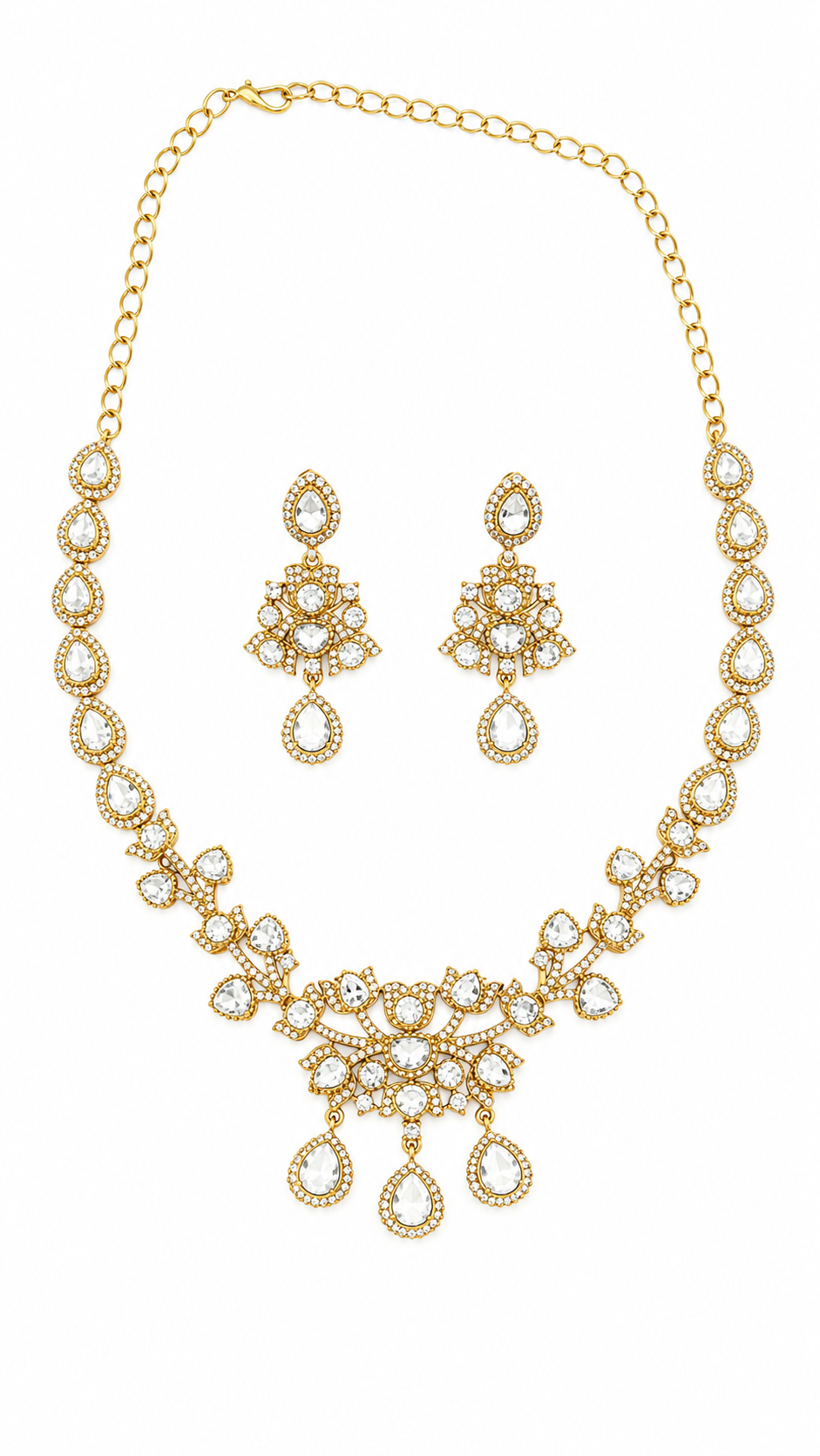 Elegant and petit two tone finish necklace set with matching earrings
