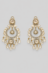 Bold and elegant polki chandbalis in two tone finish