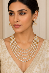 Bold and dramatic kundan long necklace set with matching earrings