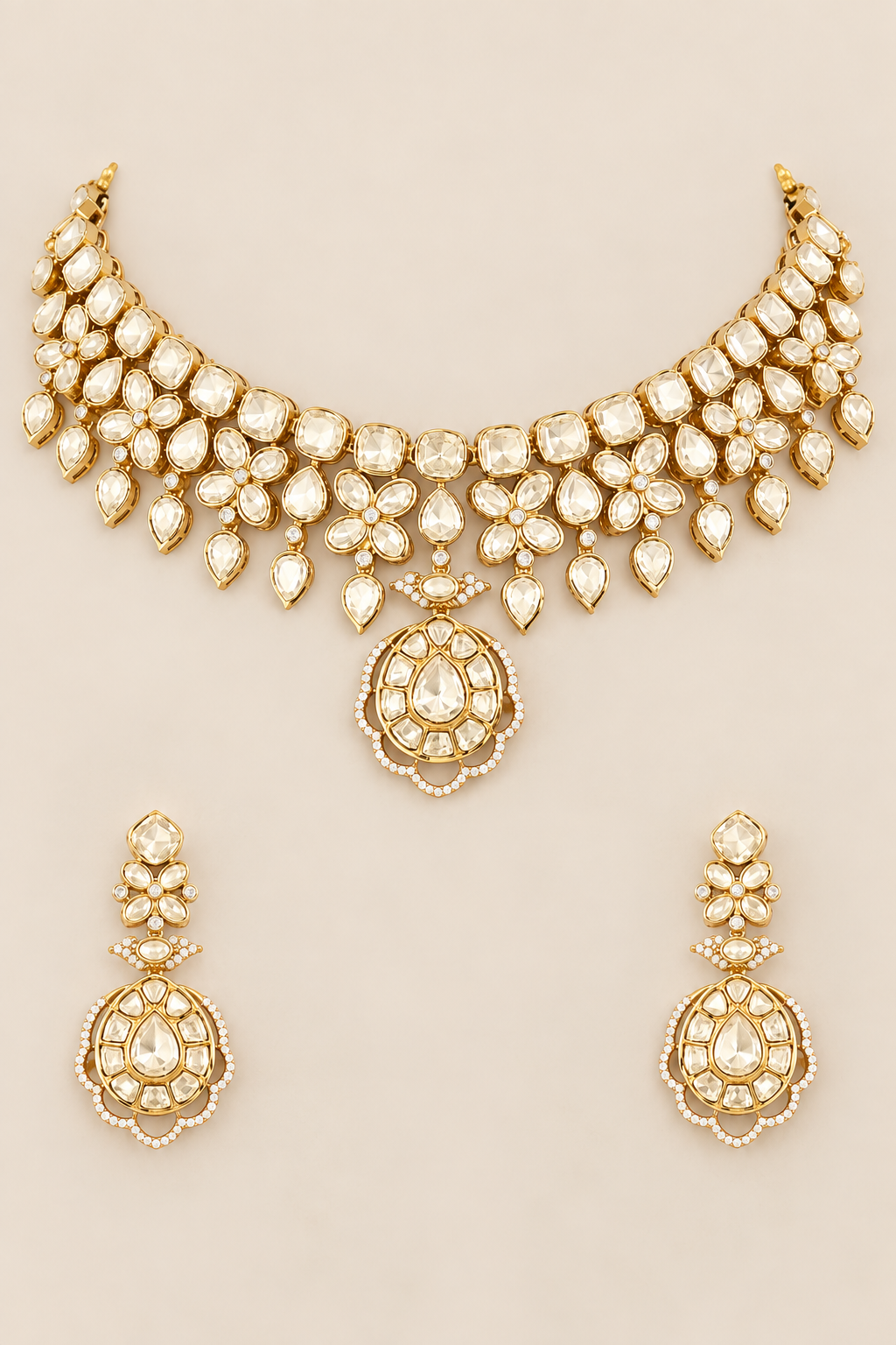 Timeless kundan necklace set with matching earrings