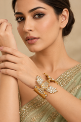 Bold and dramatic kundan polki bird shape openable cuff