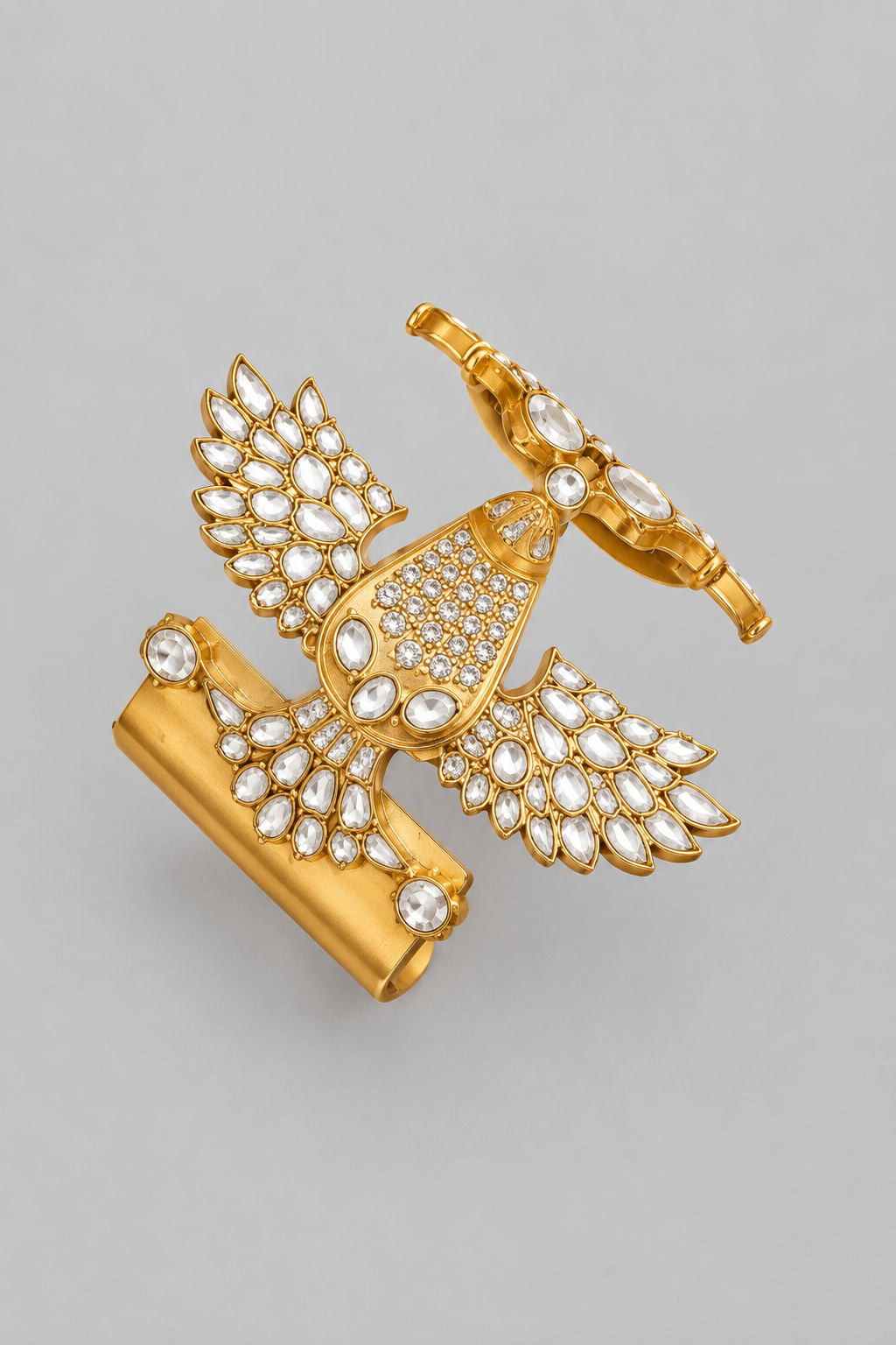 Bold and dramatic kundan polki bird shape openable cuff