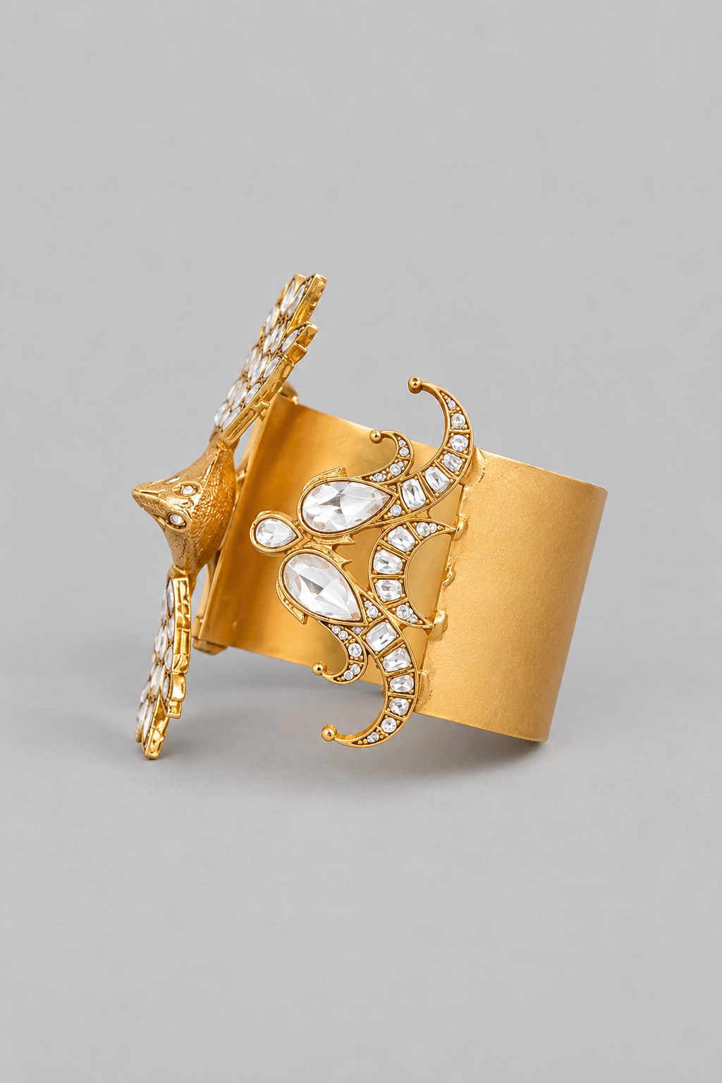 Bold and dramatic kundan polki bird shape openable cuff