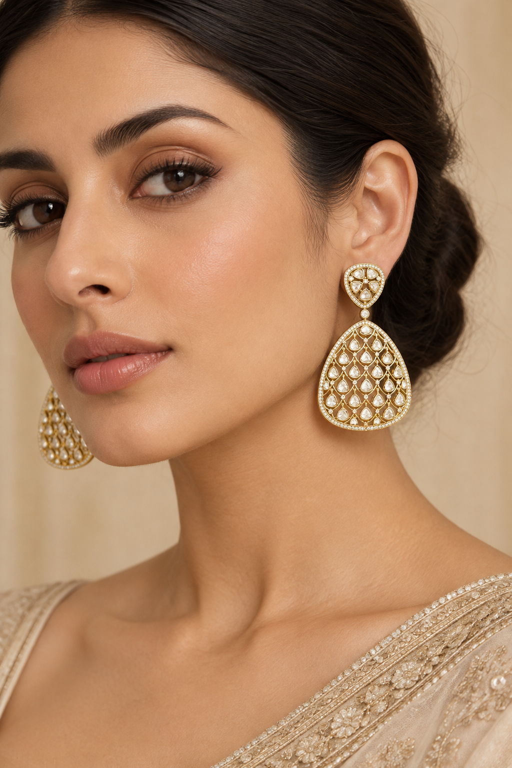 Elegant and versatile pair of kundan polki danglers.