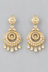 Traditional yet elegant pair of gold finish kundan chaandbalis