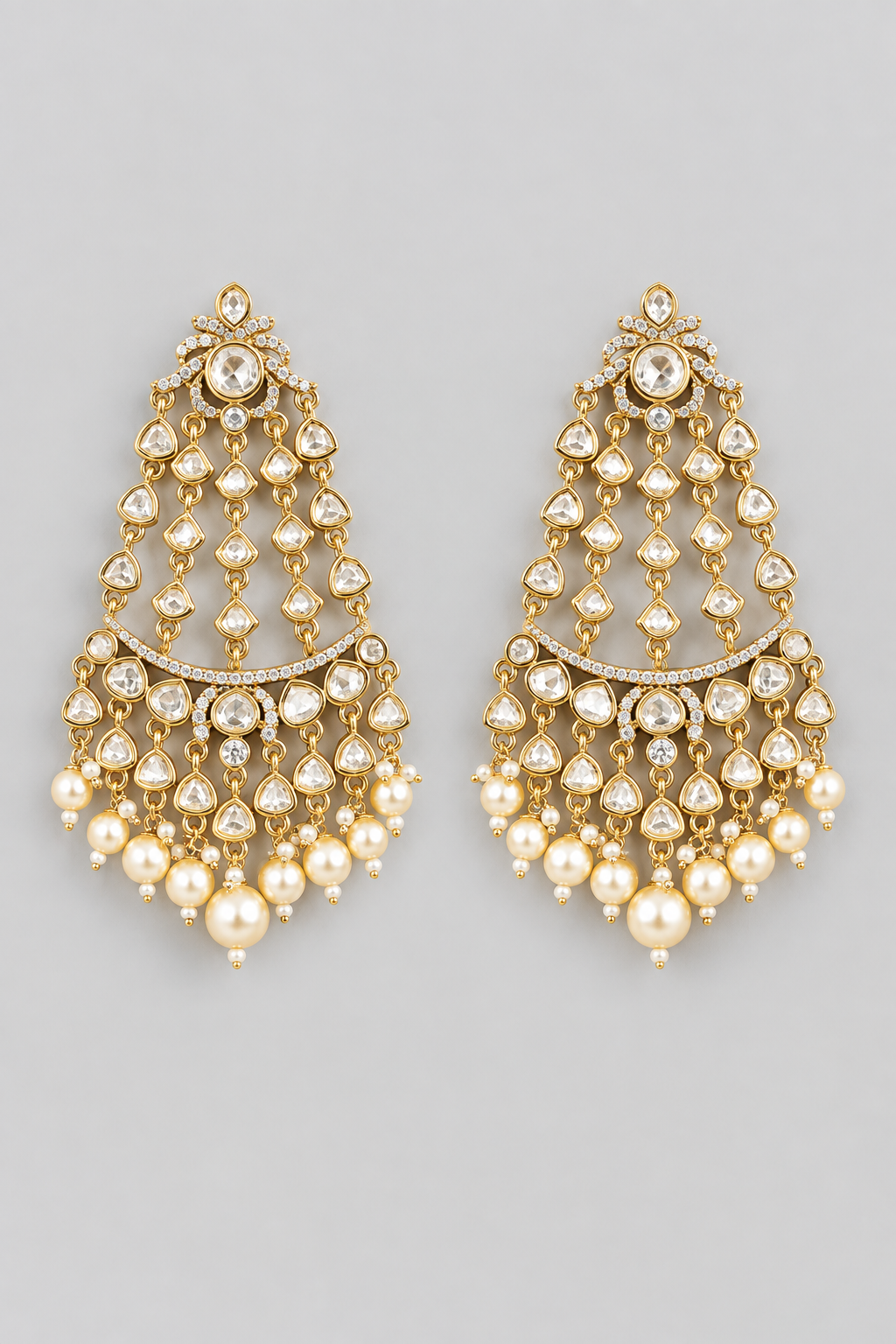 Bold and dramatic pair of kundan polki danglers
