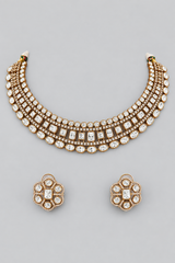 Elegant and petit two tone finish necklace set with matching earrings