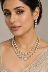 Bold and dramatic long american diamond set with matching earrings