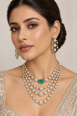 Bold and dramatic long american diamond set with matching earrings