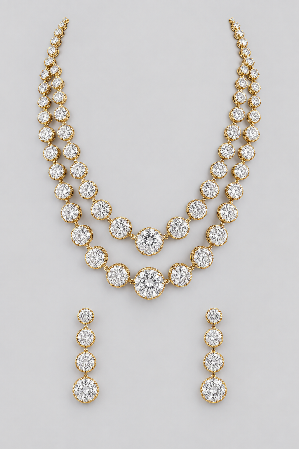 Bold and dramatic long american diamond set with matching earrings