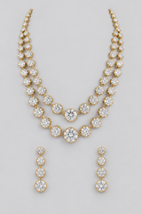 Bold and dramatic long american diamond set with matching earrings