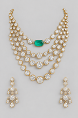 Bold and dramatic long american diamond set with matching earrings
