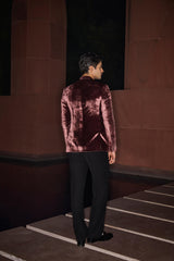 Velvet Ember Bandhgala Set