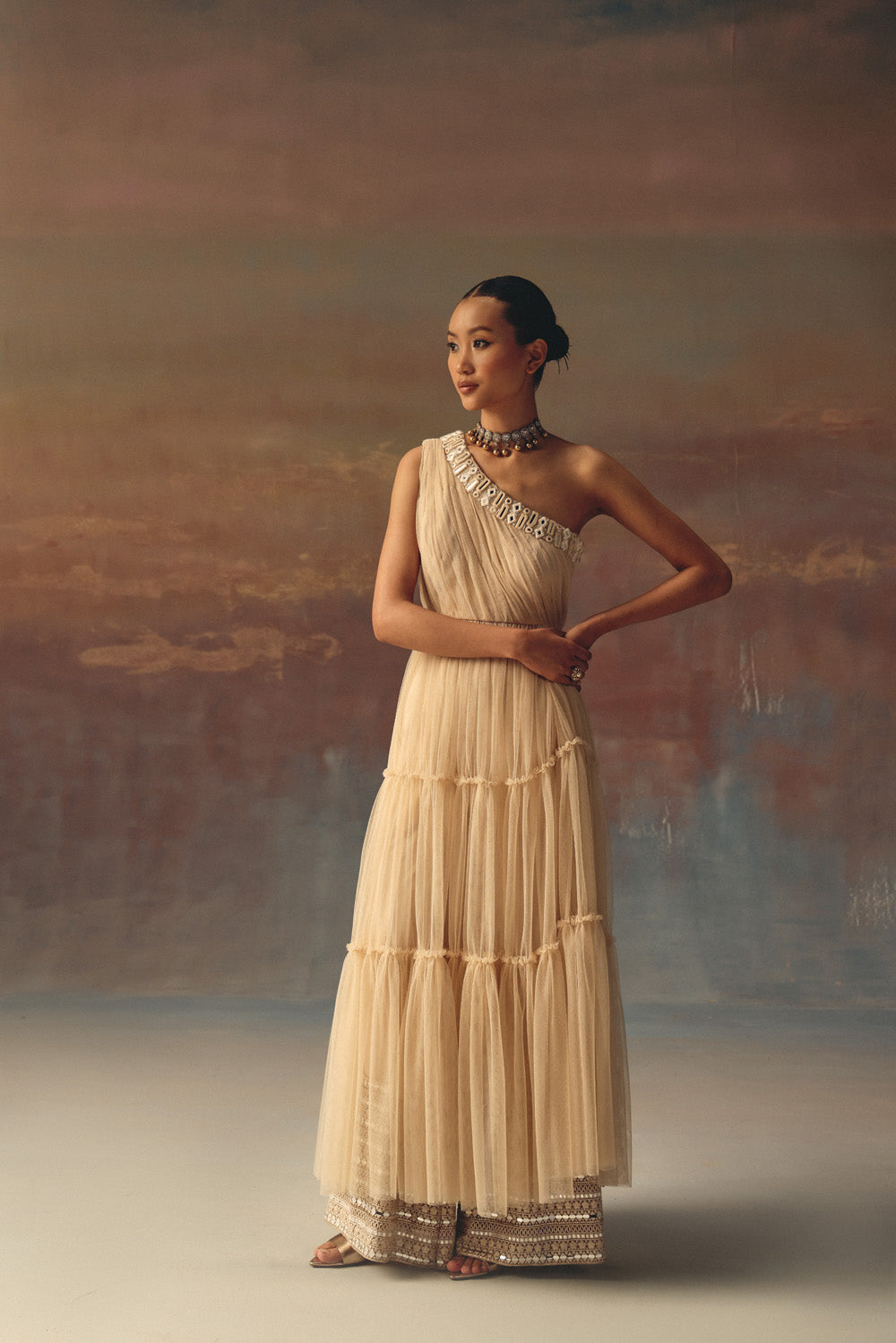 one shoulder anarkali Dress Top