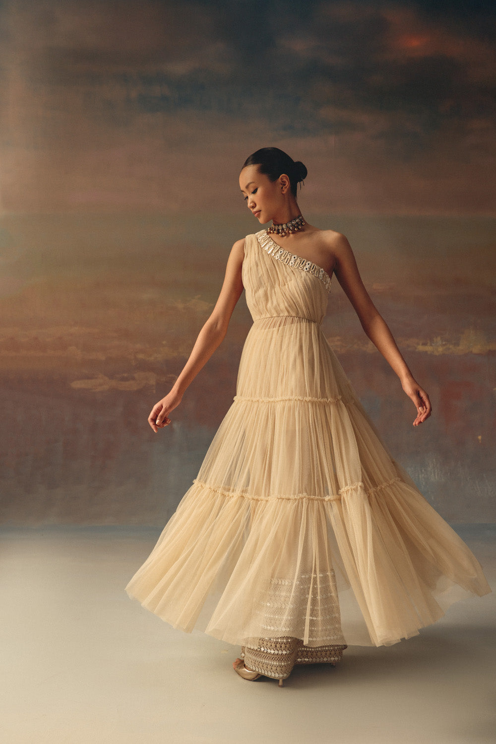 one shoulder anarkali Dress Top