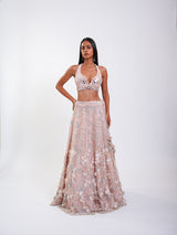 FLORAL LEHENGA IN ROSEGARDEN JAAL IN MIRRORWORK