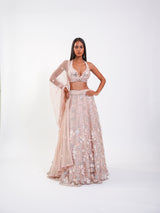 FLORAL LEHENGA IN ROSEGARDEN JAAL IN MIRRORWORK
