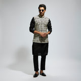 WHITE LEAF PRINTED BUNDI