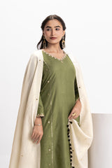 CHANDERI DOUBLE KALI EMBROIDERED KURTA  PANT SET