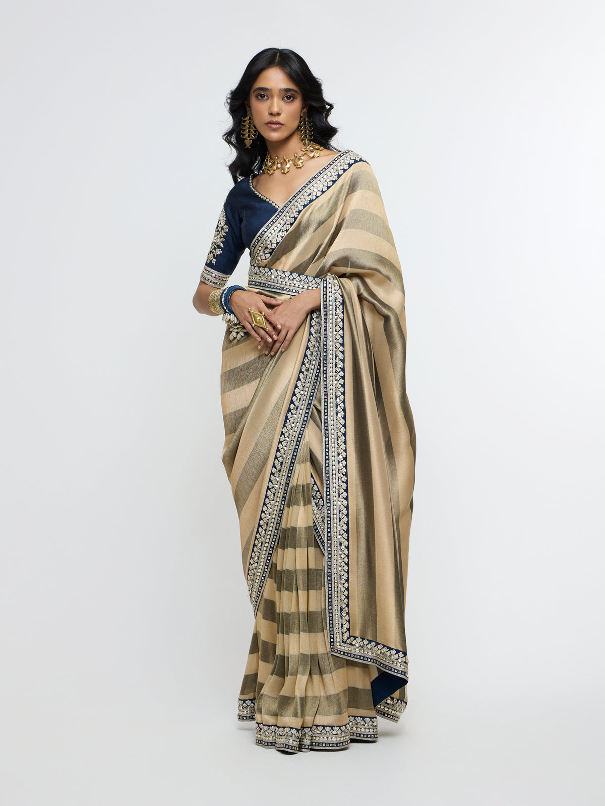 CHANDRA MAHAL STRIPE SAREE PAIRED WITH BLOUSE