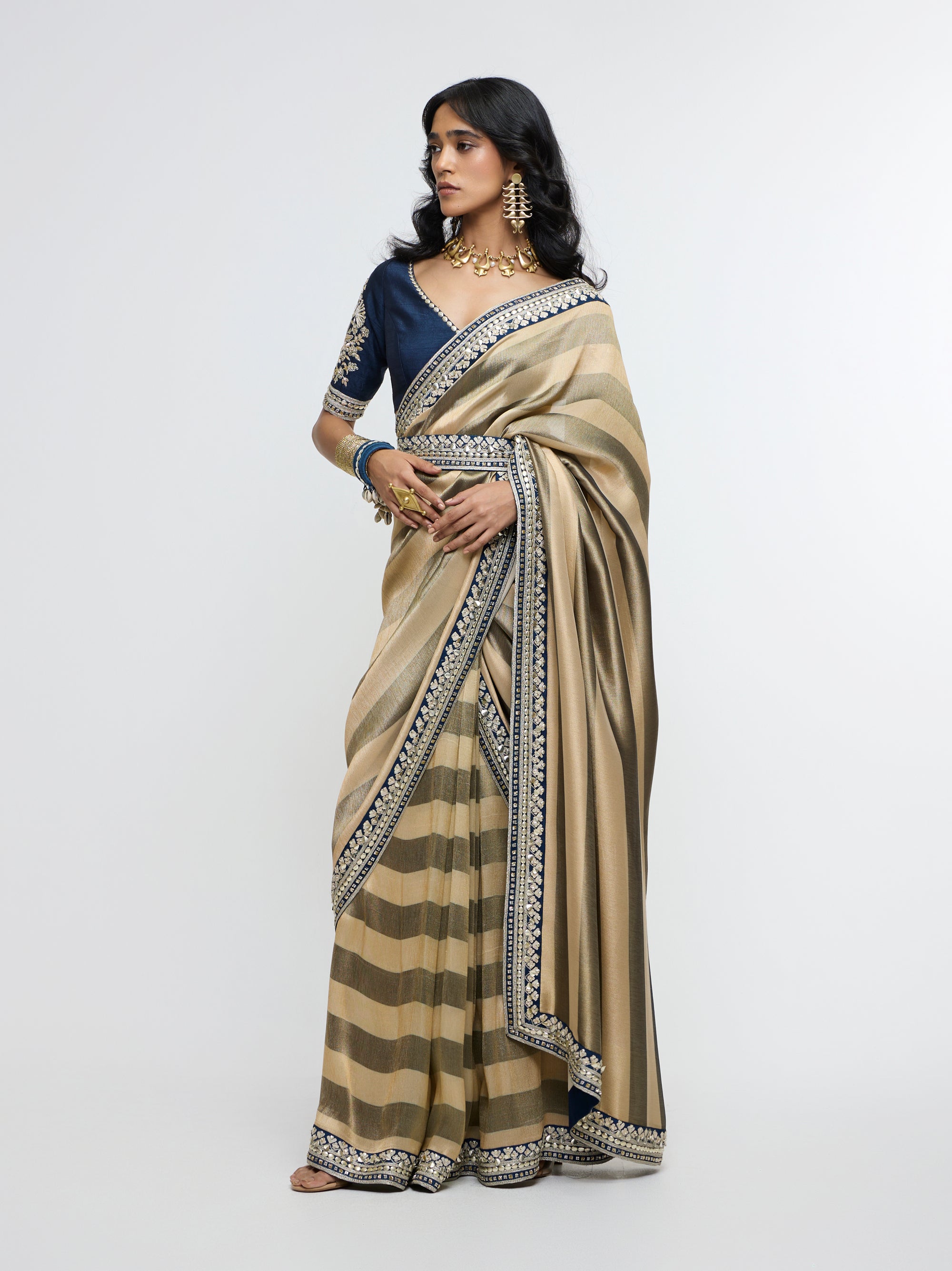 CHANDRA MAHAL STRIPE SAREE PAIRED WITH BLOUSE