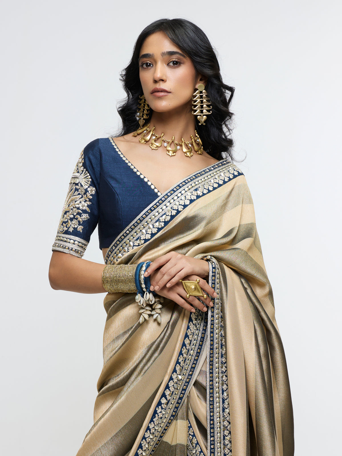 CHANDRA MAHAL STRIPE SAREE PAIRED WITH BLOUSE