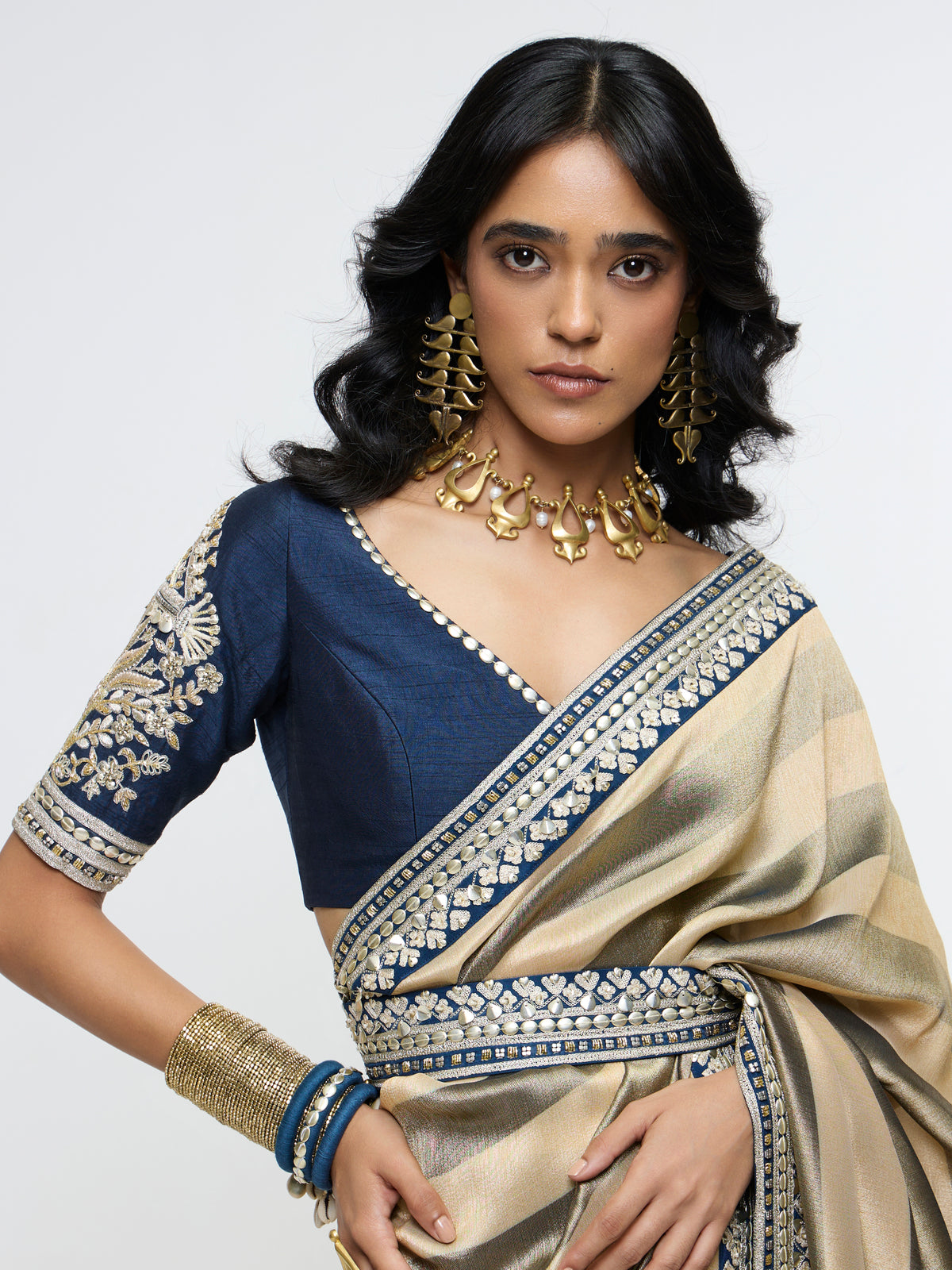 CHANDRA MAHAL STRIPE SAREE PAIRED WITH BLOUSE