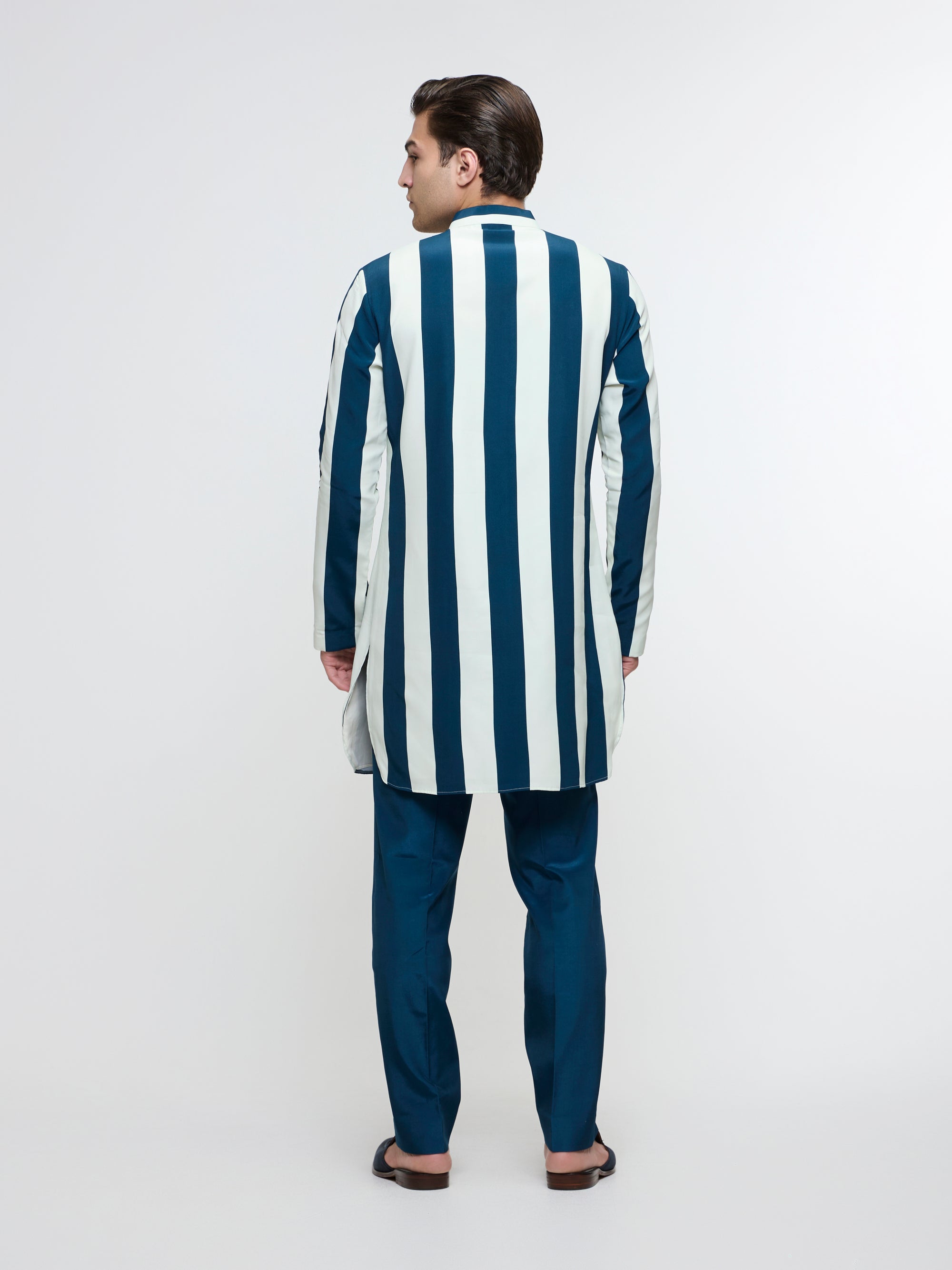 NAYAB STRIPE KURTA WITH EMBROIDERED YOKE PAIRED WITH PANTS