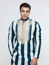 NAYAB STRIPE KURTA WITH EMBROIDERED YOKE PAIRED WITH PANTS
