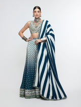 NAYAB: V NECK BLOUSE PAIRED WITH SHARARA PANTS AND DUPATTA