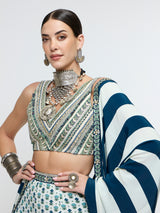 NAYAB: V NECK BLOUSE PAIRED WITH SHARARA PANTS AND DUPATTA