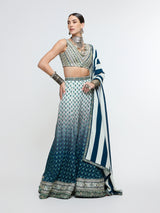NAYAB: V NECK BLOUSE PAIRED WITH SHARARA PANTS AND DUPATTA