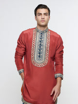 RUHAAN THREADWORK YOKE EMBROIDERED KURTA WITH PANTS