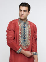 RUHAAN THREADWORK YOKE EMBROIDERED KURTA WITH PANTS