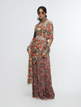 AMAIRA DRAPE SAREE PAIRED WITH V NECK BLOUSE