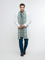 MIRZA OPEN JACKET PAIRED WITH ROLLED UP KURTA & PANTS