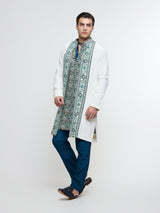MIRZA OPEN JACKET PAIRED WITH ROLLED UP KURTA & PANTS