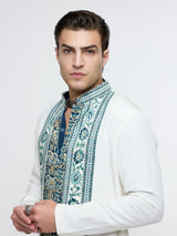 MIRZA OPEN JACKET PAIRED WITH ROLLED UP KURTA & PANTS